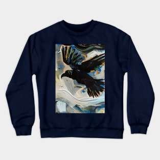 Black raven painting Crewneck Sweatshirt